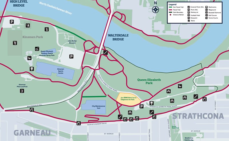 map showing picnic sites and other amenities at queen elizabeth park