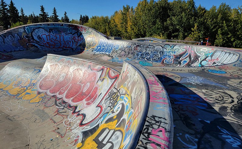 skatepark decorated with graffiti